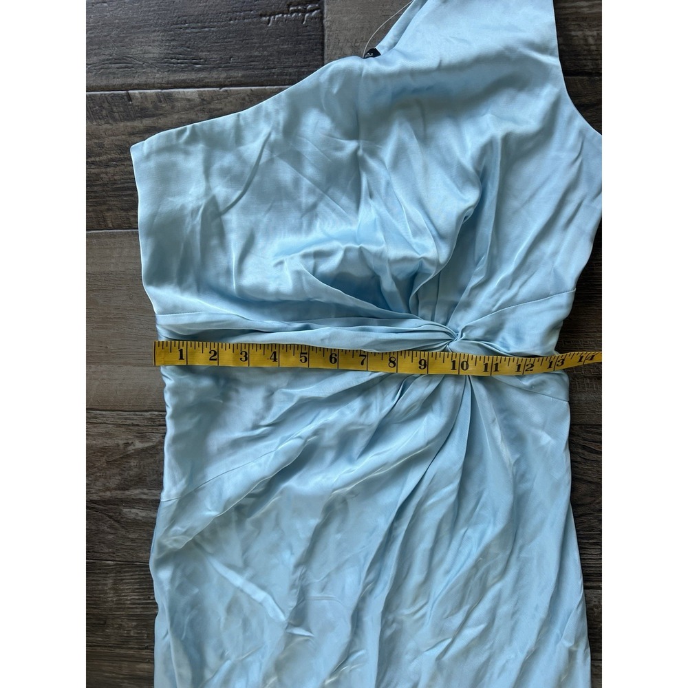 Abercrombie and Fitch One Shoulder Satin Knotted Midi‎ Dress Small TALL Blue - Picture 4 of 11